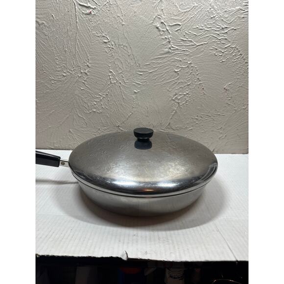 Revere Ware 12" Stainless Steel Skillet Fry Pan W/Tri-Ply Disc 2062 30cm Lid - Picture 1 of 4